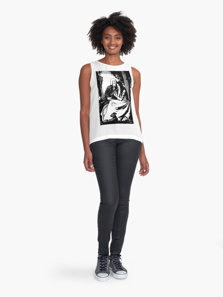 Aperçu 3 sur 6. Top duo avec l'œuvre Gravure romantique, noir et blanc créée et vendue par RosaLeeDesign.