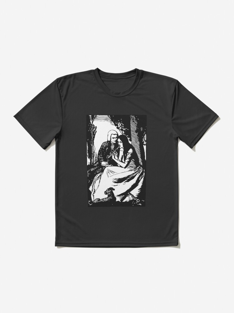 T-shirt respirant ''Gravure romantique, noir et blanc' : autre vue