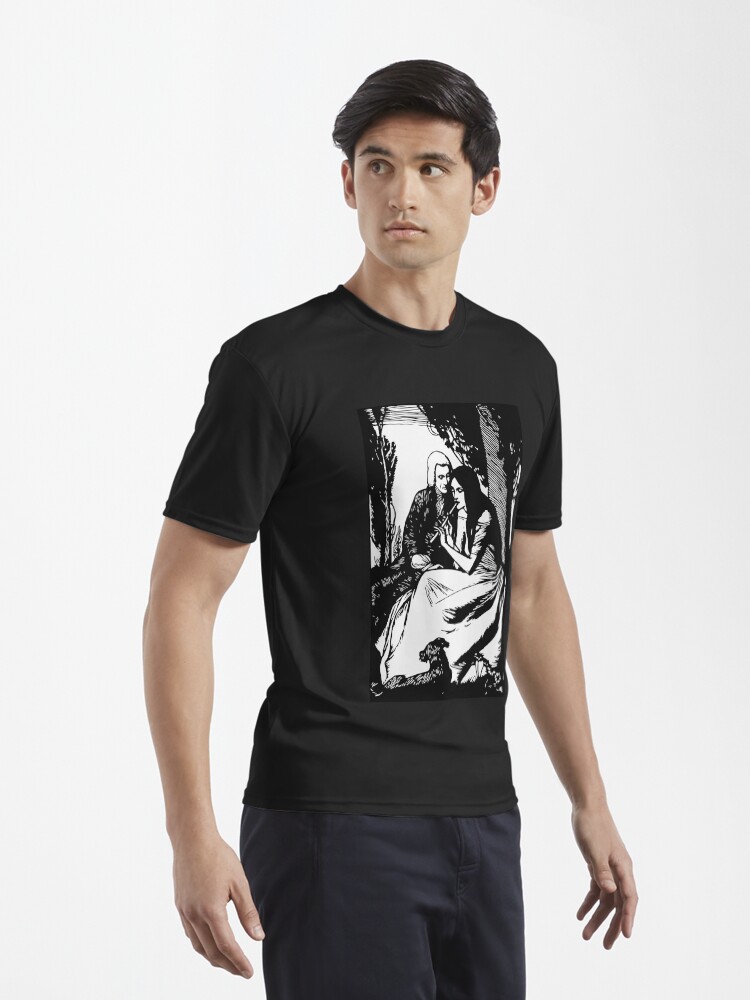 T-shirt respirant ''Gravure romantique, noir et blanc' : autre vue