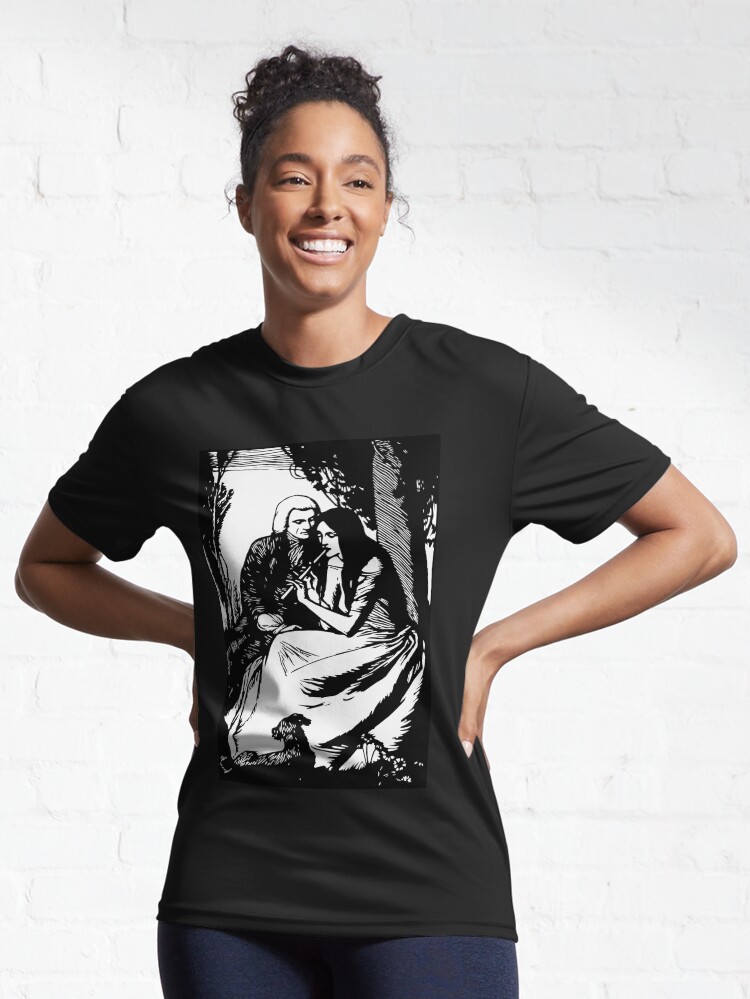 T-shirt respirant ''Gravure romantique, noir et blanc' : autre vue
