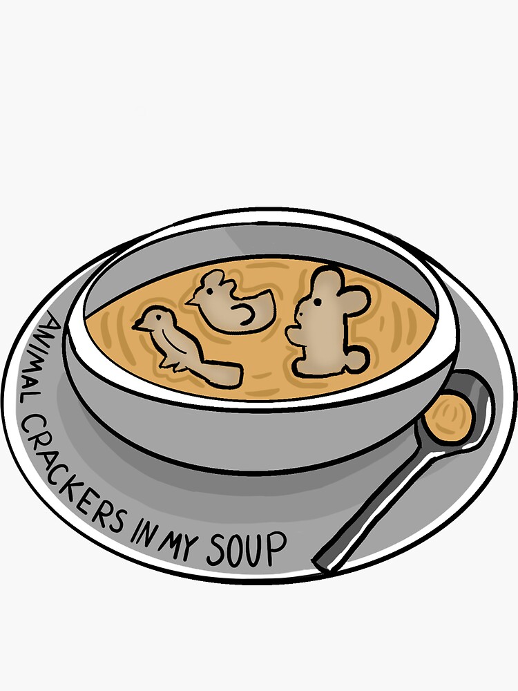 "Animal Crackers in my Soup" Sticker by Allipaw Redbubble