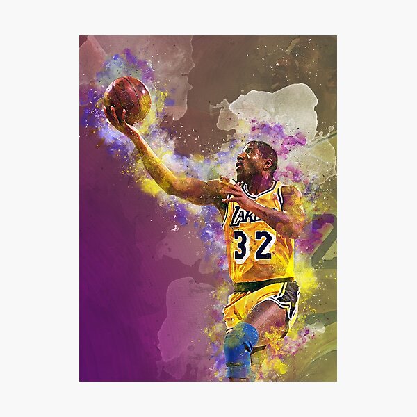 Magic Johnson Lakers Mischtechnik Fotodruck