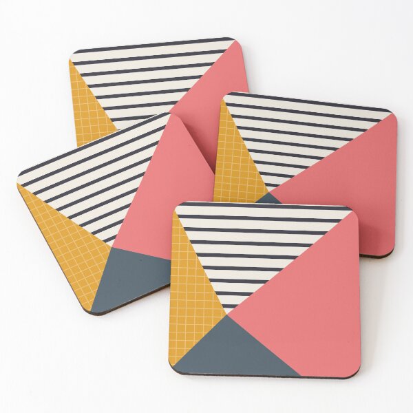 Item preview, Geometric with stripes. Pink and mustard and black and white stripes designed and sold by Latte Design.