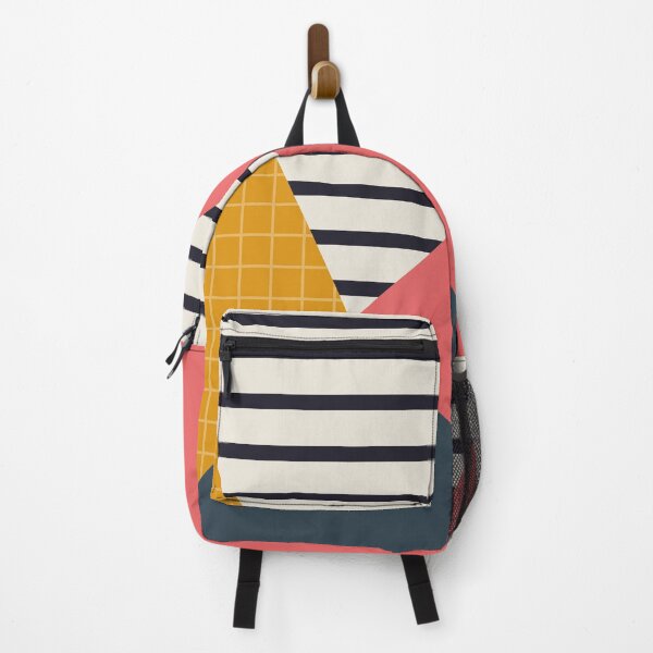 Item preview, Geometric with stripes. Pink and mustard and black and white stripes designed and sold by Latte Design.