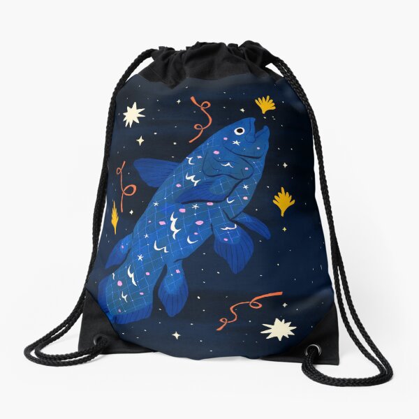 Starry Coelacanth Drawstring Bag