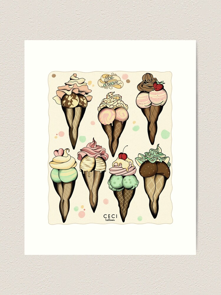 Alternate view of sexy ice cream tattoo flash Art Print