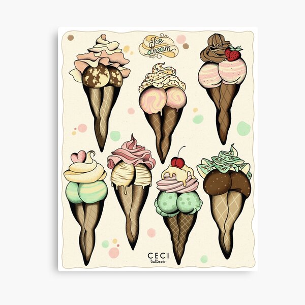 Sexy Ice Cream Tattoo Flash Canvas Print For Sale By Ceciliagranata