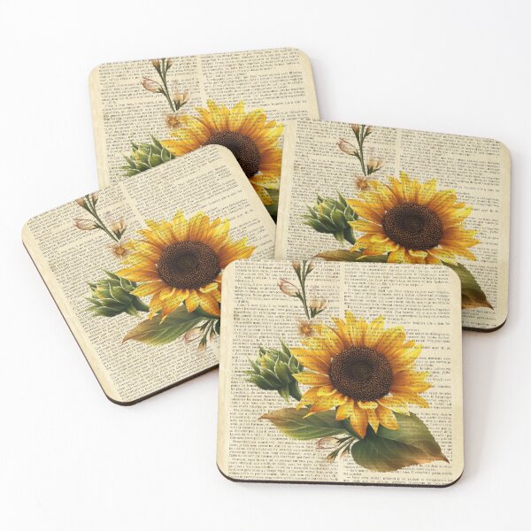 Item preview, Botanical print, on old book page - Sunflower designed and sold by Art by Lilia.