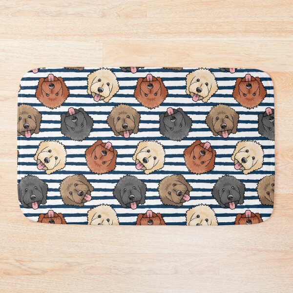 Item preview, Goldendoodles on dark blue stripes designed and sold by littlearrow.
