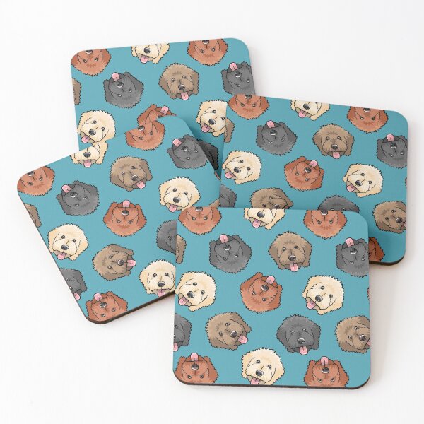 Item preview, Goldendoodles on slate blue designed and sold by littlearrow.
