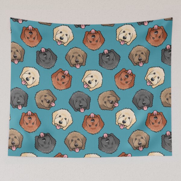Item preview, Goldendoodles on slate blue designed and sold by littlearrow.