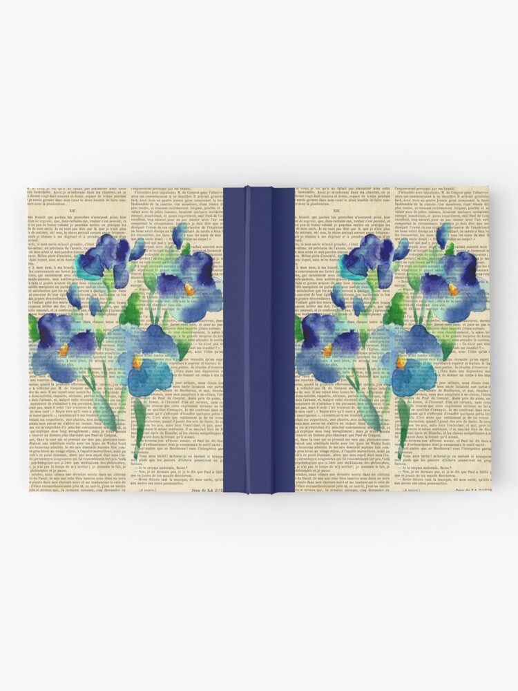 Alternate view of Botanical print, on old book page - Violets Hardcover Journal