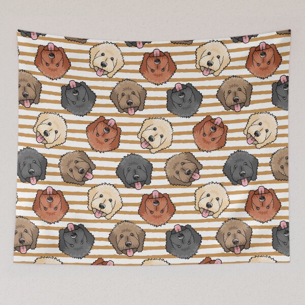 Item preview, Goldendoodles on gold stripes designed and sold by littlearrow.