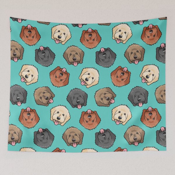 Item preview, Goldendoodles on teal designed and sold by littlearrow.