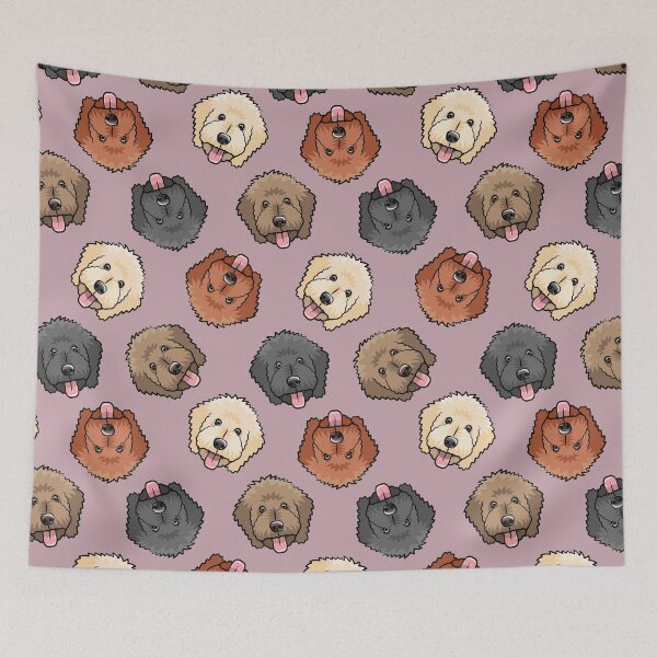 Item preview, Goldendoodles on mauve designed and sold by littlearrow.