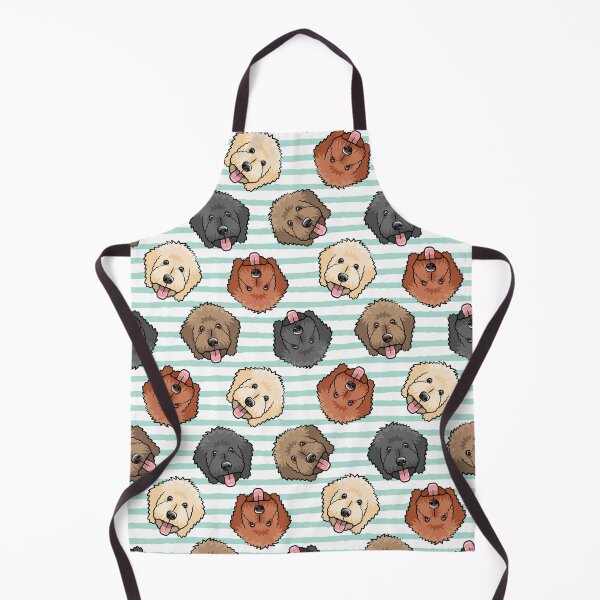 Item preview, Goldendoodles on aqua stripes designed and sold by littlearrow.