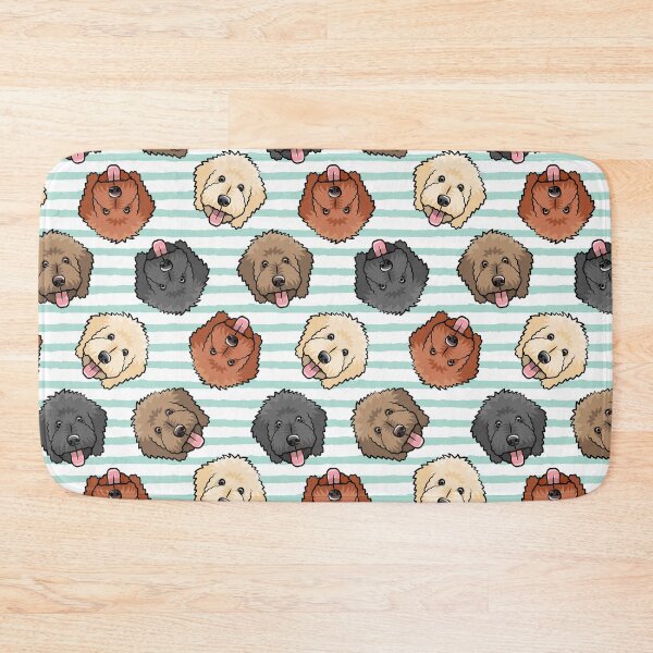 Item preview, Goldendoodles on aqua stripes designed and sold by littlearrow.