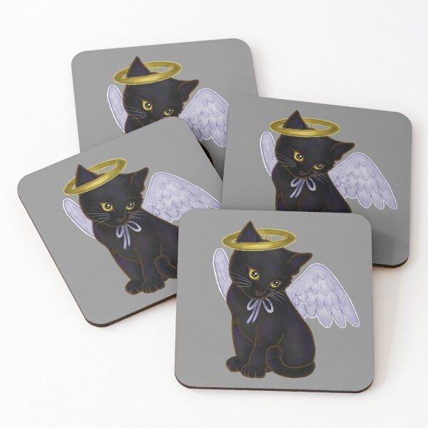 Item preview, Halloween Black Kitten Dressed In Angel Costume  designed and sold by iamgirl1.