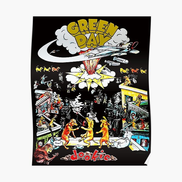 Find 1994 Green Day - Dookie 1994 North American Tour - Billie Joe Armstrong Punk Rock Show - Camiseta de concierto vintage de doble cara Frente Póster