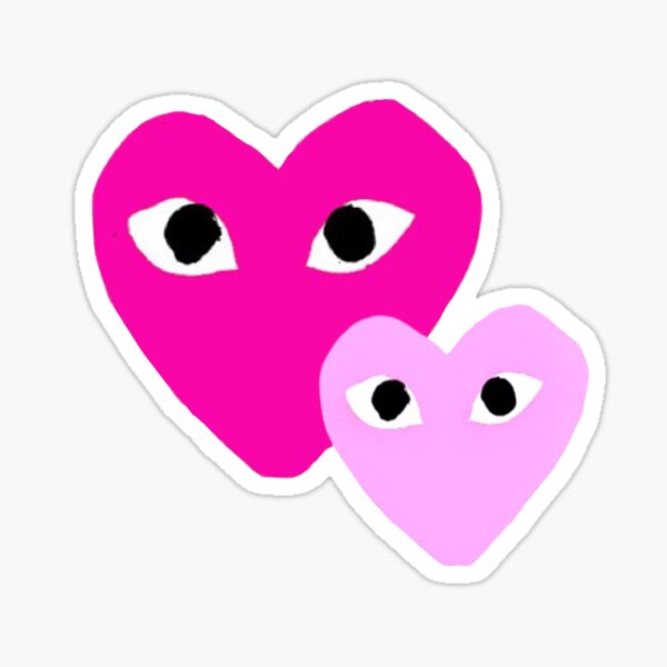 Shades Of Pink Hearts With Eyes Sticker