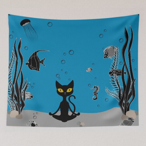 Item preview, Black Cat Doing Yoga with Fishes Under The Water | For Cool Mom designed and sold by minstore.