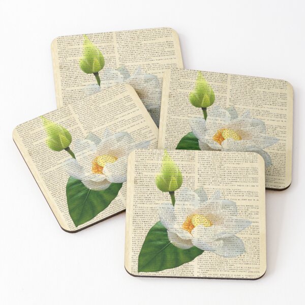 Item preview, Botanical print, on old book page - lotus designed and sold by Art by Lilia.