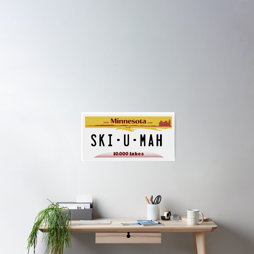 "UMN "SkiUMah" Plate" Poster by lemonbright Redbubble