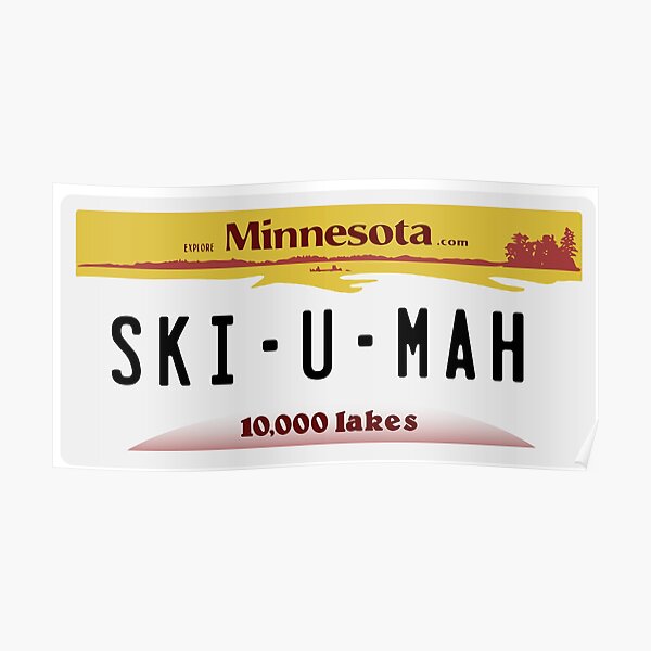 "UMN "SkiUMah" Plate" Poster by lemonbright Redbubble