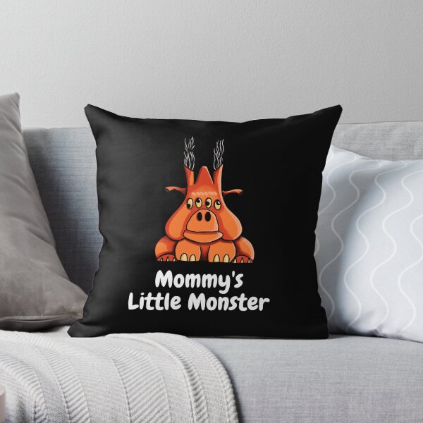 Mommy's Little Monster Magma Throw Pillow