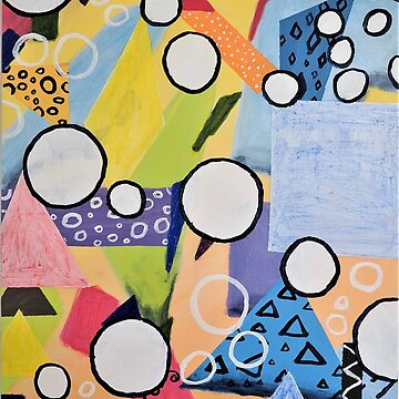 Artwork thumbnail, United Together, abstract art, acrylic on canvas, 30 in x 24 in, colorful geometric shapes painting by J.A. Tan by artofjatan
