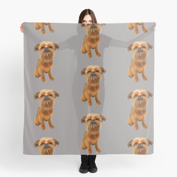 Beige chiffon scarf with griffon and brabancon dogs