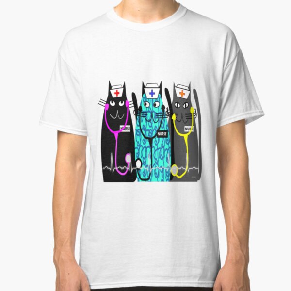 Whimsical Nurse Cats Classic T-Shirt