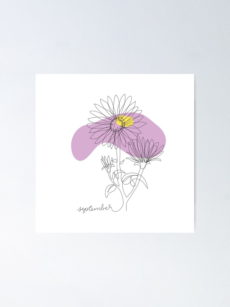 Poster « Fleur de naissance - Septembre - Aster », par melinarae | Redbubble