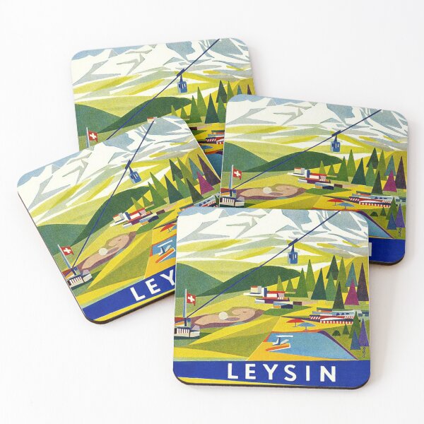 Item preview, Leysin, Switzerland Vintage Travel Poster designed and sold by vintagevivian.