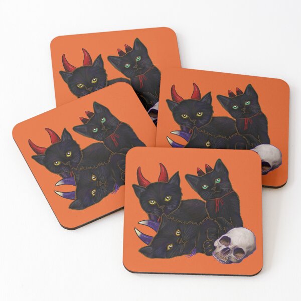 Item preview, Halloween Kittens Dressed In Little Devil Costumes with Skull designed and sold by iamgirl1.