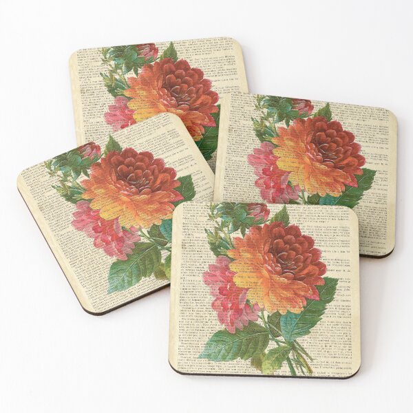 Item preview, Botanical print on old book page, peony designed and sold by Art by Lilia.