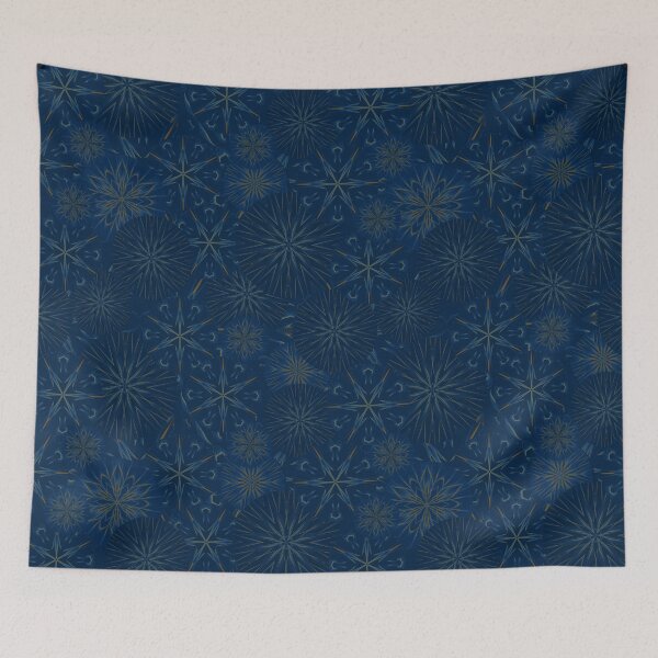 Item preview, Prussian Blue and Copper Mandala Geometric Pattern Set - variation 2 - seamless, larger scale, more orange. designed and sold by wild.geranium.design.