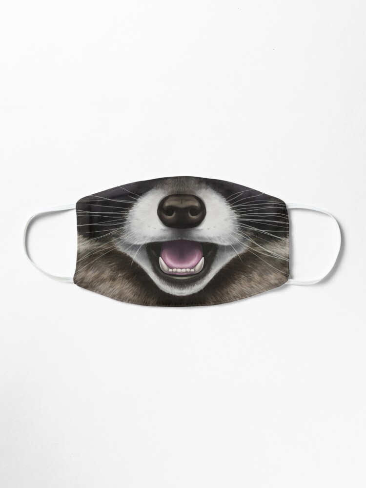 Raccoon Face Mask By SidianArts Redbubble   Ur,mask Flatlay Front,wide Portrait,750x1000 