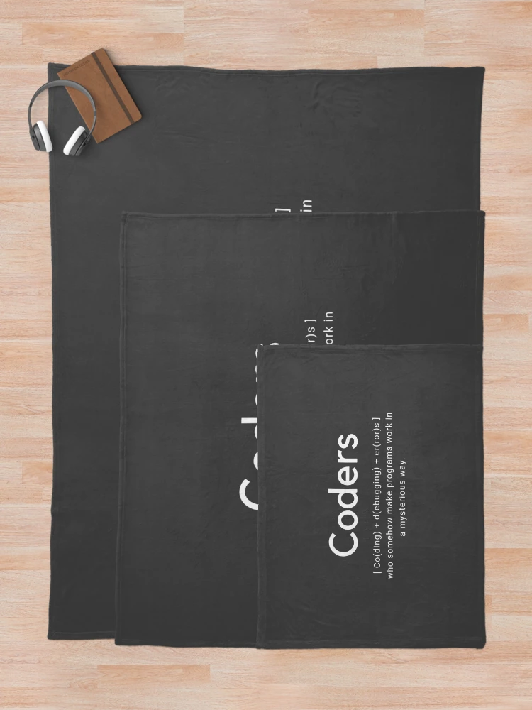 Thumbnail 5 of 6, Throw Blanket, Coders = Coding + Debugging + Errors, Programmer, Developer, Engineer Gift designed and sold by codingpotato.