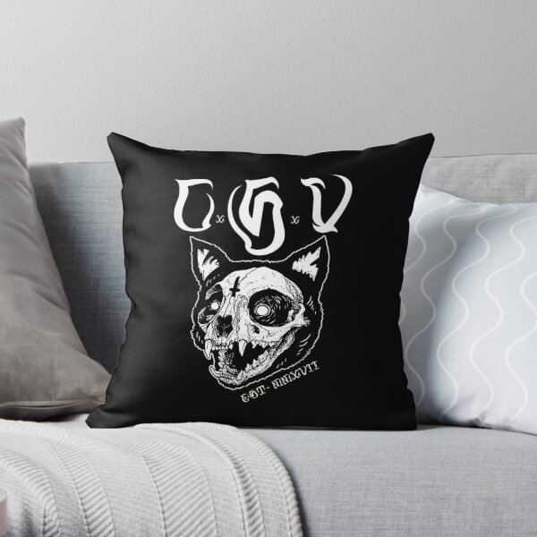 CSV Cat Skull Throw Pillow