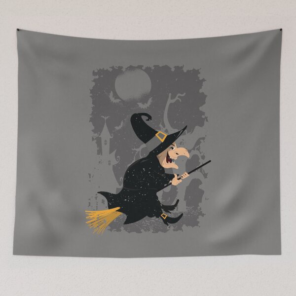 Item preview, Halloween witch riding on broom designed and sold by DerSenat.