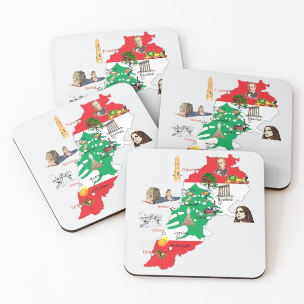 Item preview, Flag map of Lebanon, major cities names Lebanese national symbols and landmarks  designed and sold by mashmosh.