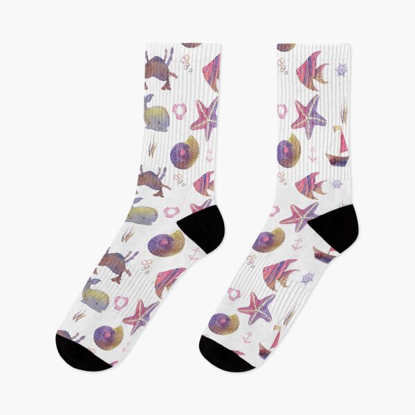 Item preview, Sea pattern, octopus, whale, boat, shell, crab, children's print, for children, gentle, pink designed and sold by fiolika.