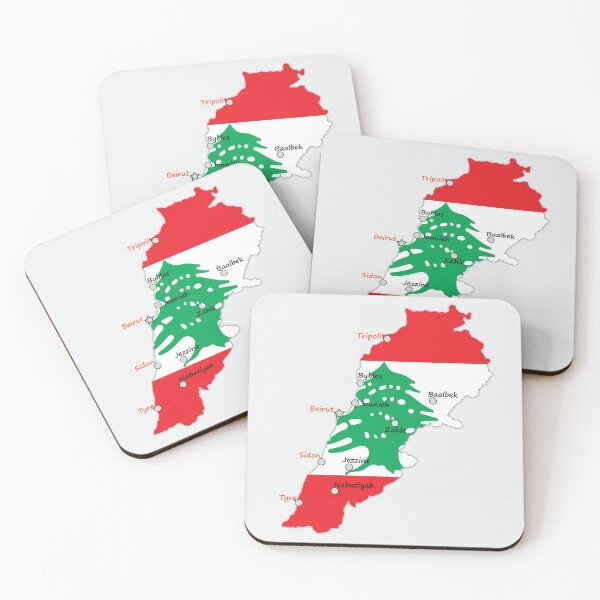 Item preview, Flag map of Lebanon, major cities names  designed and sold by mashmosh.