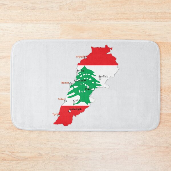 Item preview, Flag map of Lebanon, major cities names  designed and sold by mashmosh.