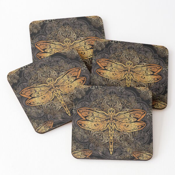 Item preview, Dragonfly Black and Gold Mandala  designed and sold by edgalum.