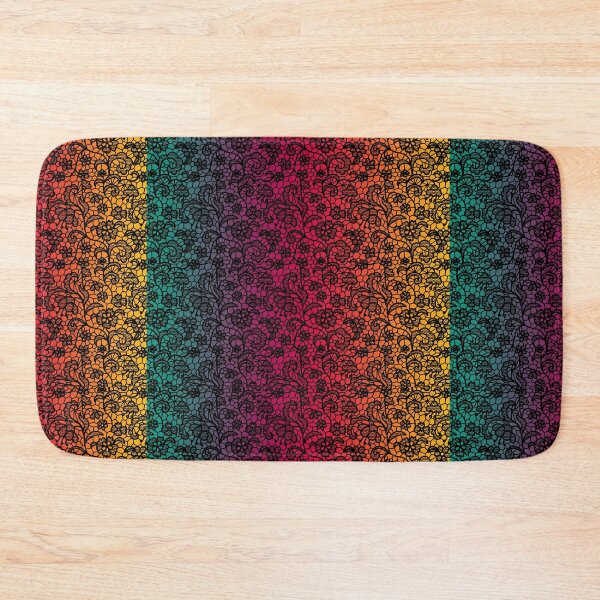 Item preview, Rainbow gradient with black lace design - colorful pattern designed and sold by MadandMean.