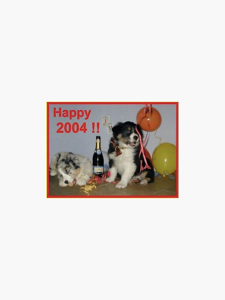 Aperçu 3 sur 3. Sticker avec l'œuvre bonne fête des chiots 2004 créée et vendue par skramzgirl.