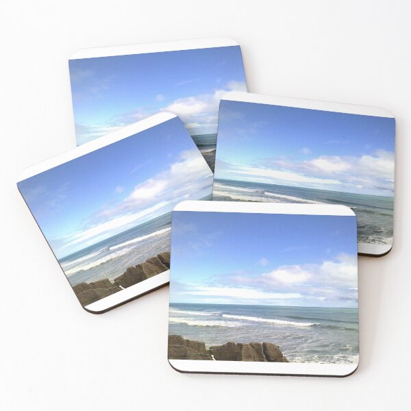 Item preview, Famous pancake rocks under clear blue sky in New Zealand designed and sold by HeatherPhn.