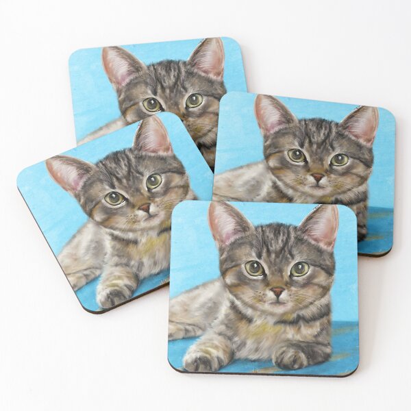 Item preview, Digitally Painted Portrait of a Cute Little Furry Kitten designed and sold by ibadishi.